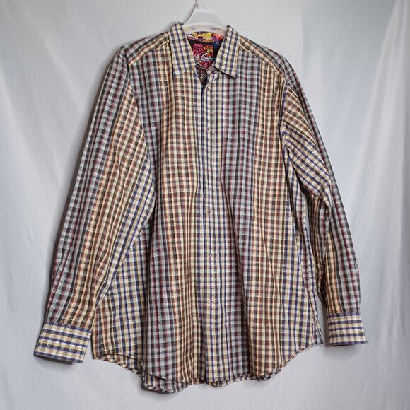 Robert Graham Shirt Style Distinctive Mens 2XLT Multicolor Plaid LongSleeve Flip - Picture 3 of 8